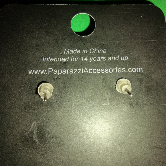 Iridescent Shimmer Rhinestone Earrings with Silver Heart from Paparazzi - Picture 7 of 8